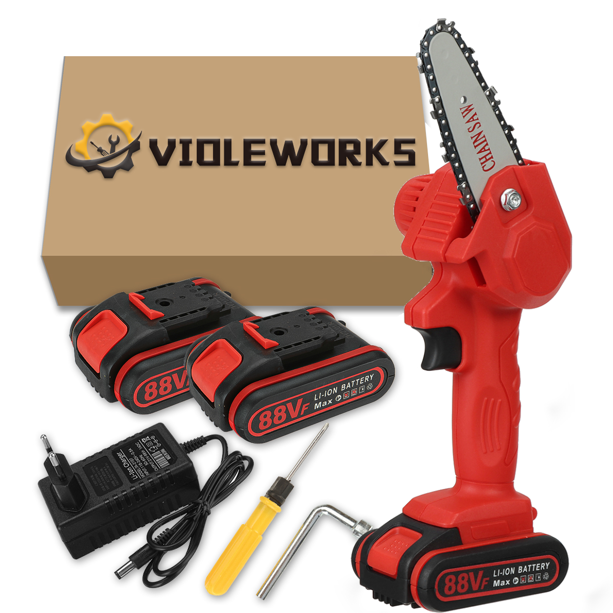 Élagueuse Sur Perche Télescopique 2-en-1 Sans Fil - Moteur Brushless 800W, 2 Batteries 4.0Ah, Tête Orientable 180°