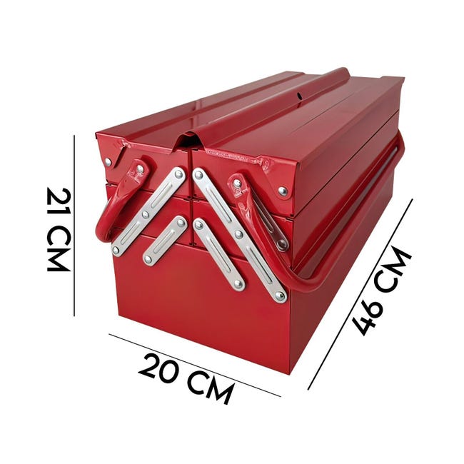 Cassetta porta attrezzi box organizer officina mobile valigetta in acciaio  toolbox per attrezzi xl rossa