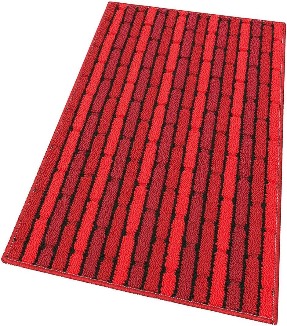 Tapis De Sol 3D Antidérapant 57x145 Cm - Rouge Bordeaux/vert, Tissu Italie