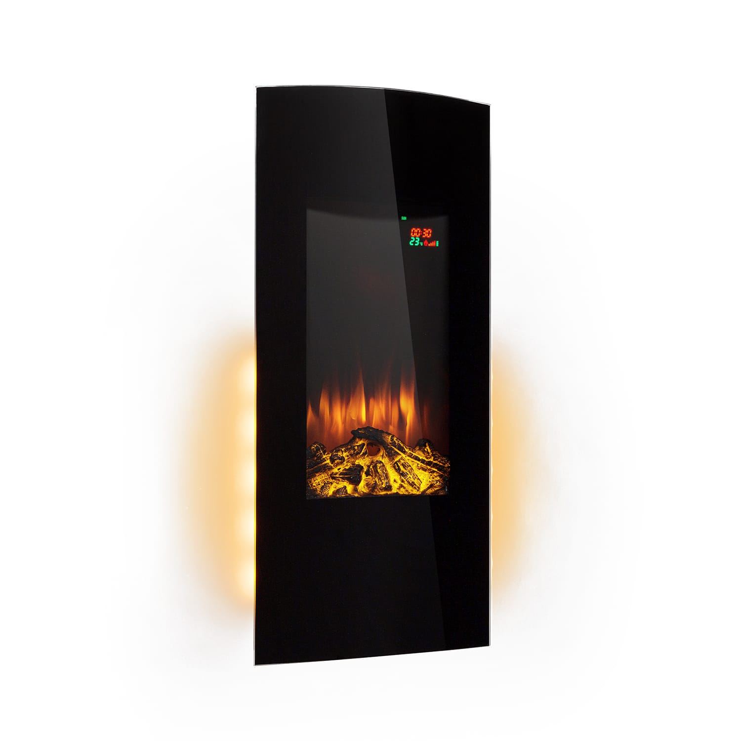 Cheminée électrique murale - Klarstein - 2000 W - cheminée encastrable avec  telecommande - effet flamme LED - noir