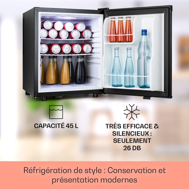 Réfrigérateur à boissons - Klarstein Happy Hour 45 - Minibar - Mini Frigo -  45 L - 26 dB - 16 à 32°C - Noir