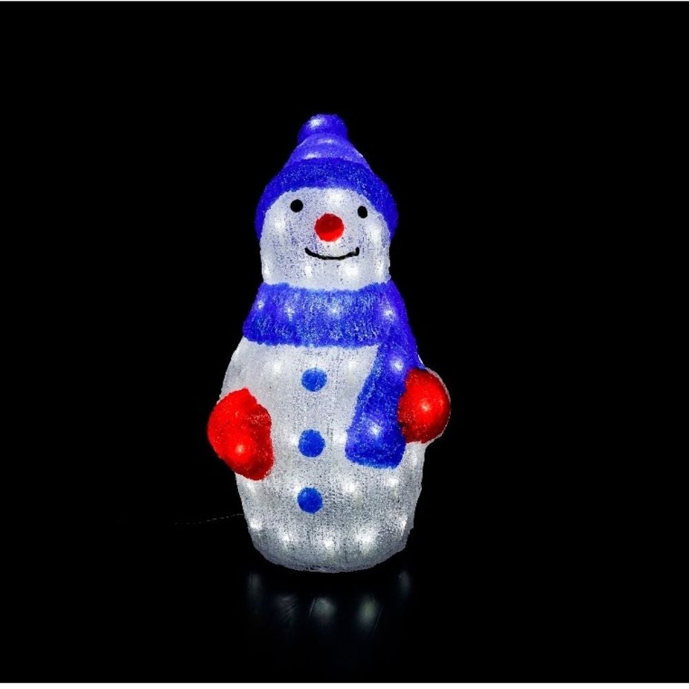 ACTUEL Bonhomme de neige lumineux extérieur 3d 30 led blanc froid pas cher  