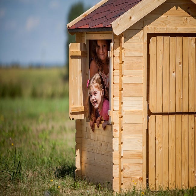 Cabane enfant exterieur 1.1m2 - Maisonnette en bois pour enfants AVEC  plancher - Cabane bois enfant 146x112xH143cm - Timbela M516