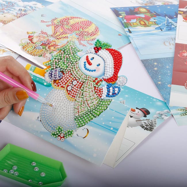 Kit di biglietti d'auguri del Ringraziamento natalizio con pittura diamante  fai-da-te per amici di famiglia, regalo fatto a mano, confezione da 12