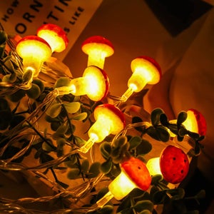 Guirlande lumineuse champignon à 10led, 1.5m, 2 paquets, lumière de  décoration de noël, guirlande féerique, veilleuse alimentée par batterie
