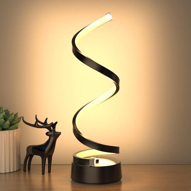 Lampe de table en spirale moderne, lampes de table à intensité variable  pour table de nuit, lampe de bureau LED 17W, température de 3 couleurs