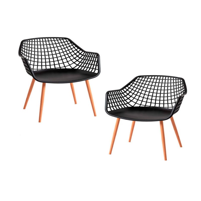 Juego de 2 sillas de comedor Kangasniemi con reposabrazos plástico y metal  80 x 56 x 62 cm - Blanco [en.casa]