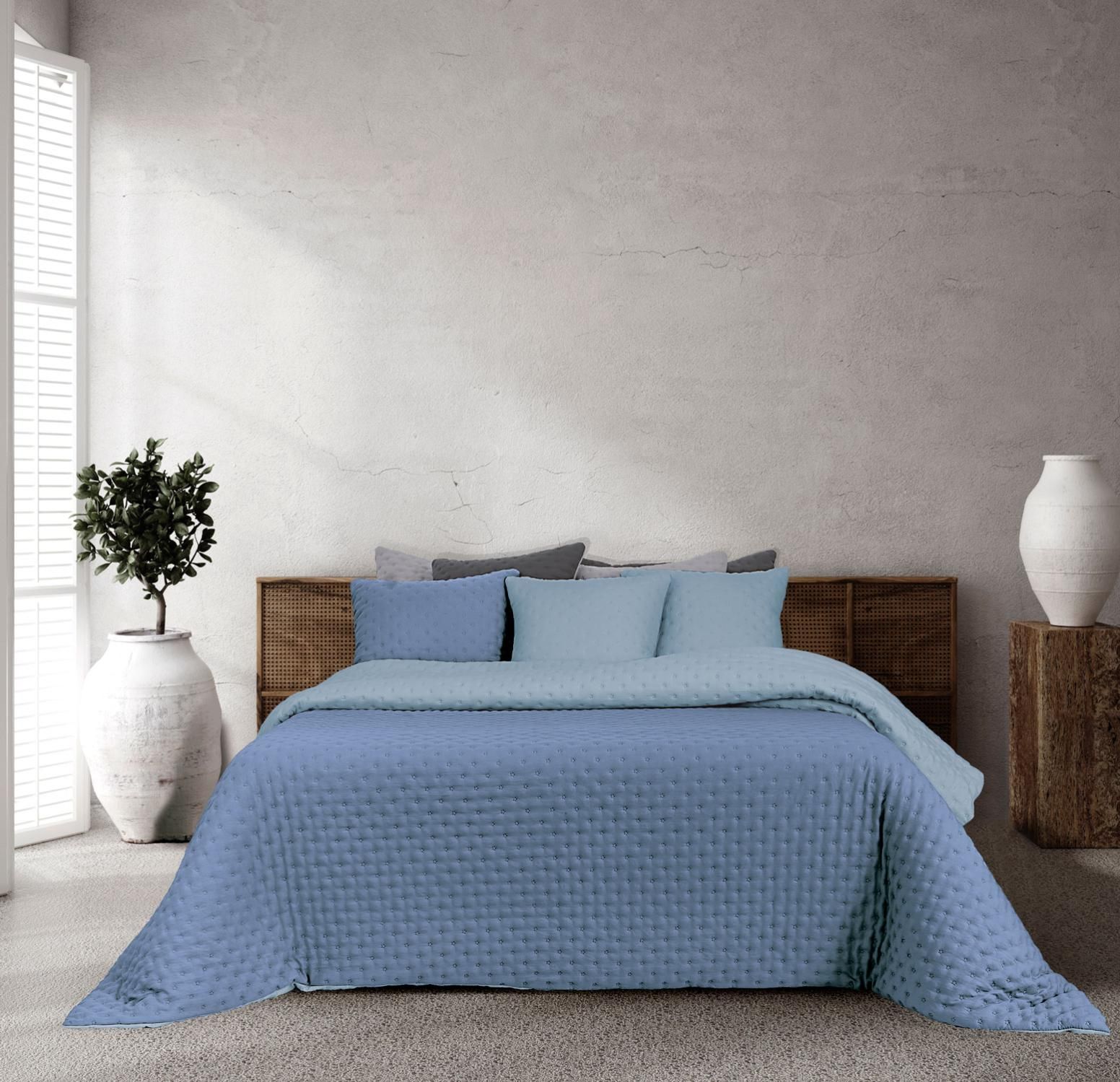 Edredon de invierno liso reversible Azul 235x260cm Leroy Merlin