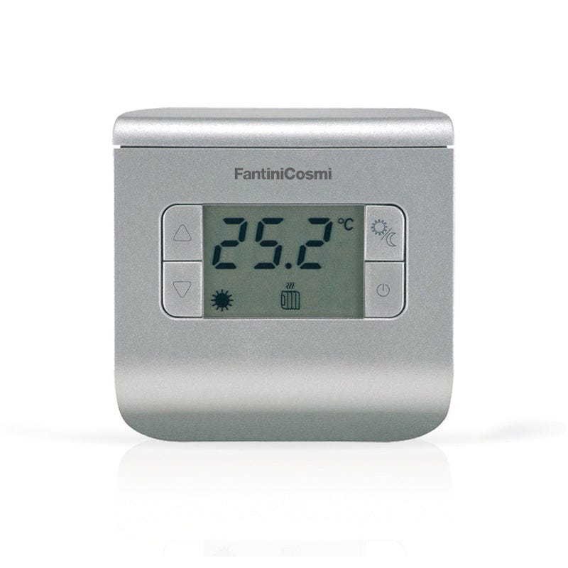 Fantini Cosmi - Termostato Ambiente Digitale Batteria 2 Temperature -  Colore: Silver