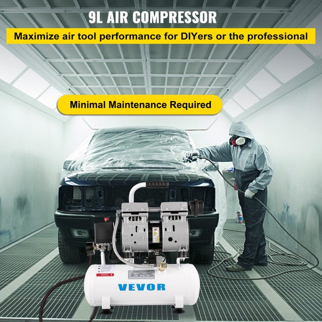 VONROC PRO Compresseur d'air silencieux - 750W – 1HP- 128 l/min