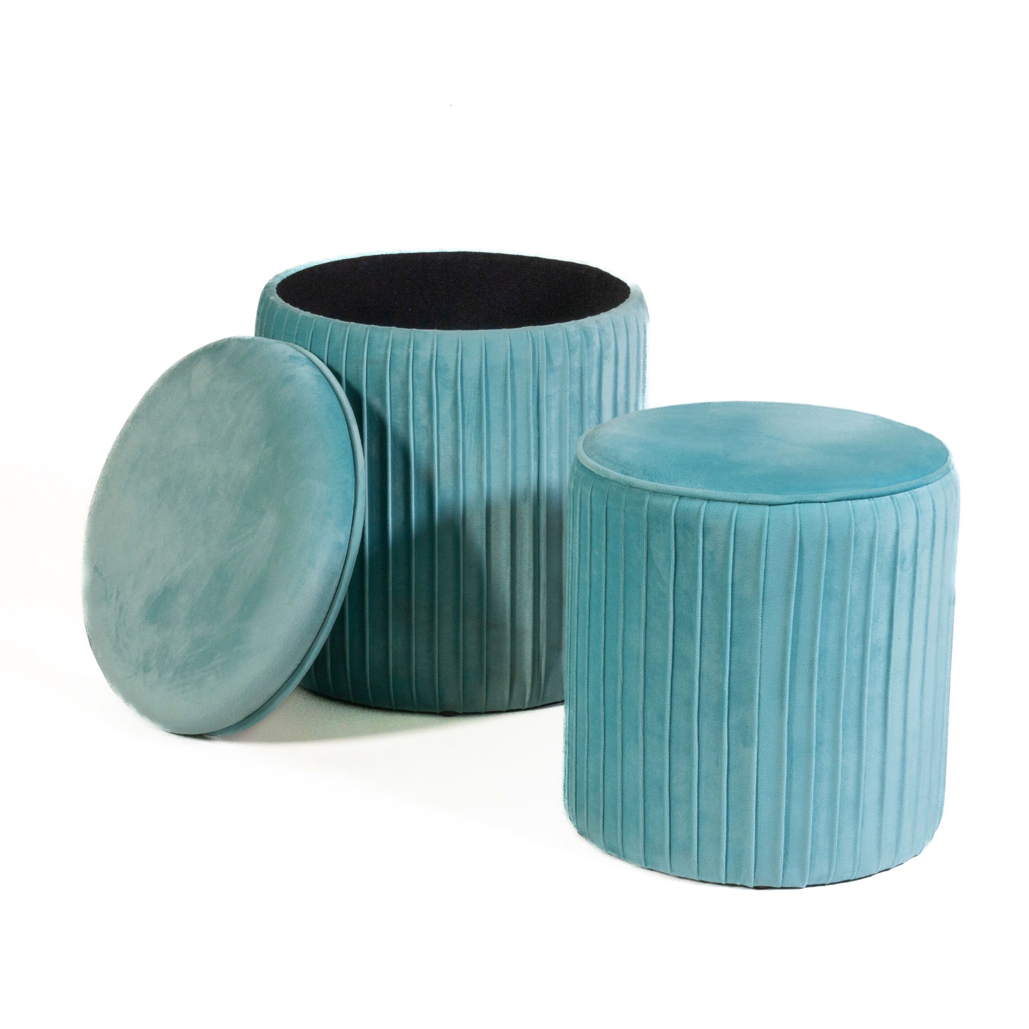 Preziosa Pouf Contenitore Maxi In Velluto 60x60x30 Cm - Blu. Grande Scatola Portaoggetti Morbida, Perfetta Per La Cameretta O Il Soggiorno, Per Tenere In Ordine Giochi E Coperte - 2