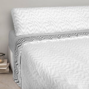 COTTON ARTean - Juego de sábanas ICHURUN algodón poliéster reciclado gris  Cama 150