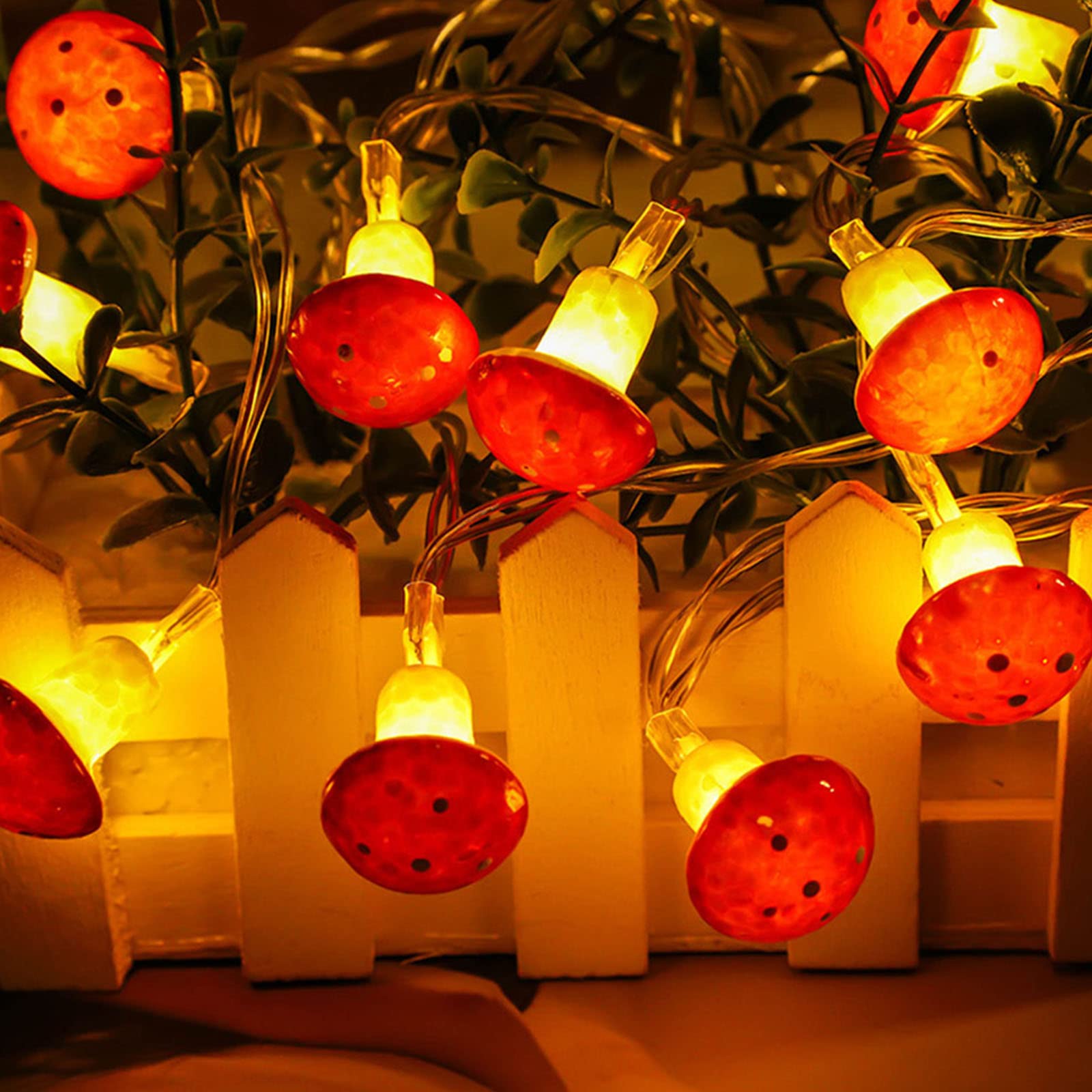 Guirlande lumineuse champignon à 10led, 1.5m, 2 paquets, lumière de  décoration de noël, guirlande féerique, veilleuse alimentée par batterie