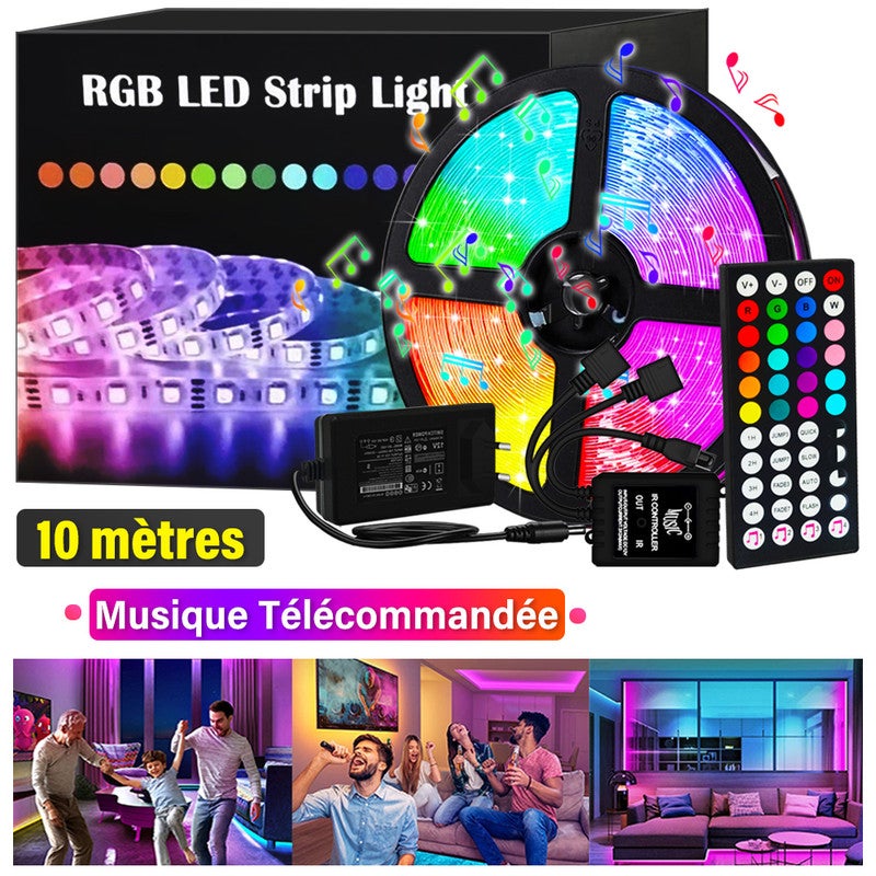 Ruban LED 20M(10m*2) Bande LED 5050 RGB Bande Lumineuse Flexible