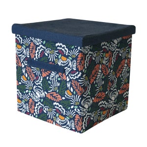 Relaxdays Boîte de rangement tissu, lot de 2, pliantes, paniers, poignée &  rebord en bambou, 22,5 x 45,5 x 35,5 cm, gris