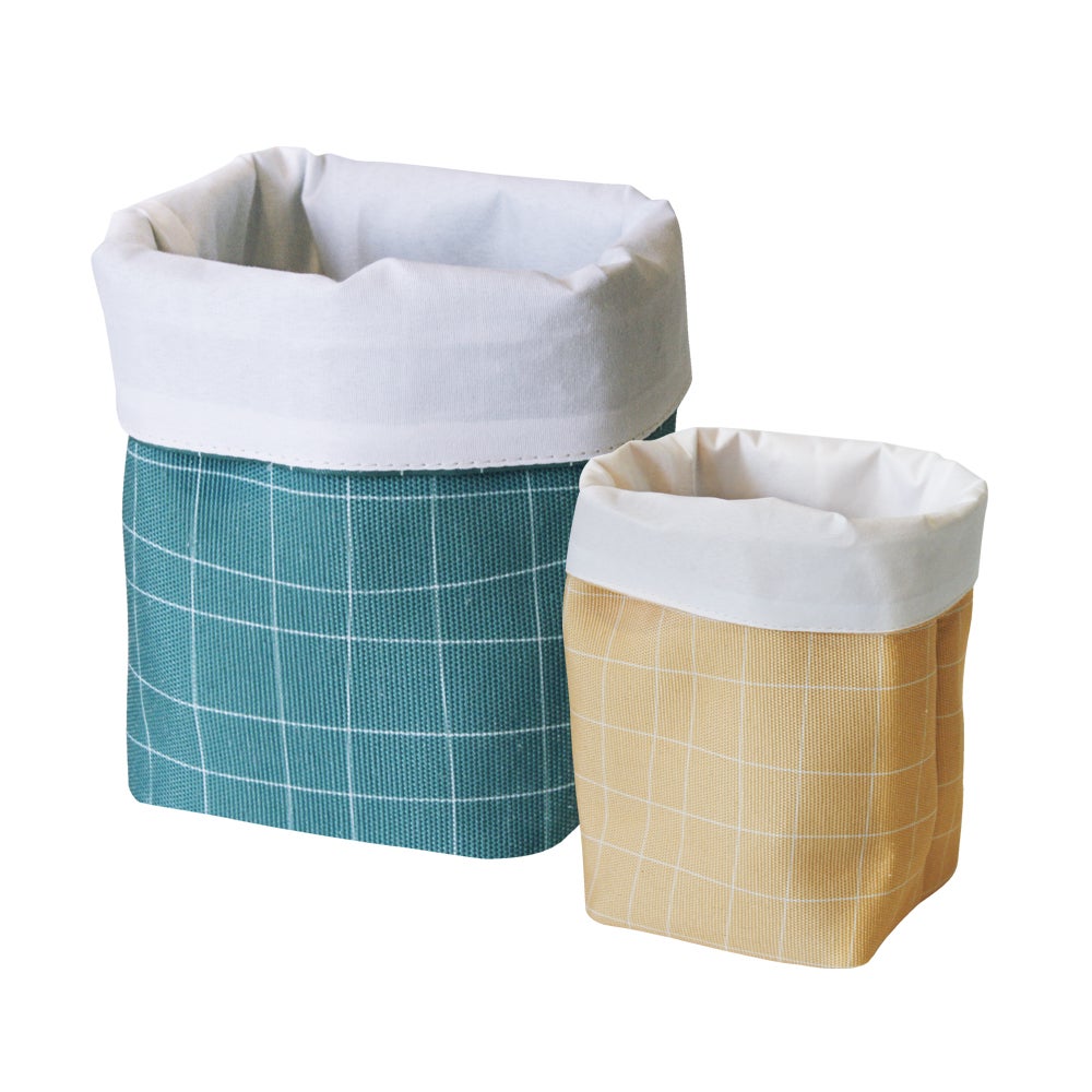 Lot de 2 paniers de rangement en Polyester Imprim quadrill