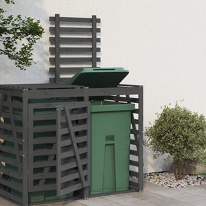 Cache poubelle Anthracite avec toit jardinière- 134x84x125 cm