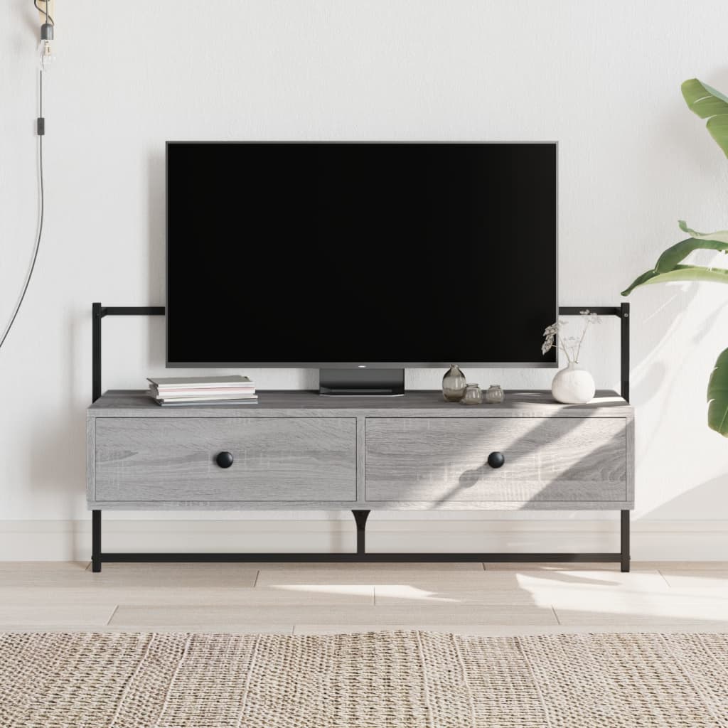 Mobile TV 147,5 x 29,5 x 38,5 cm Tavolo Porta TV Mobile Basso da Soggiorno  con Scomparti Aperti Supporto per TV con Ripiani - Effetto Noce [en.casa]