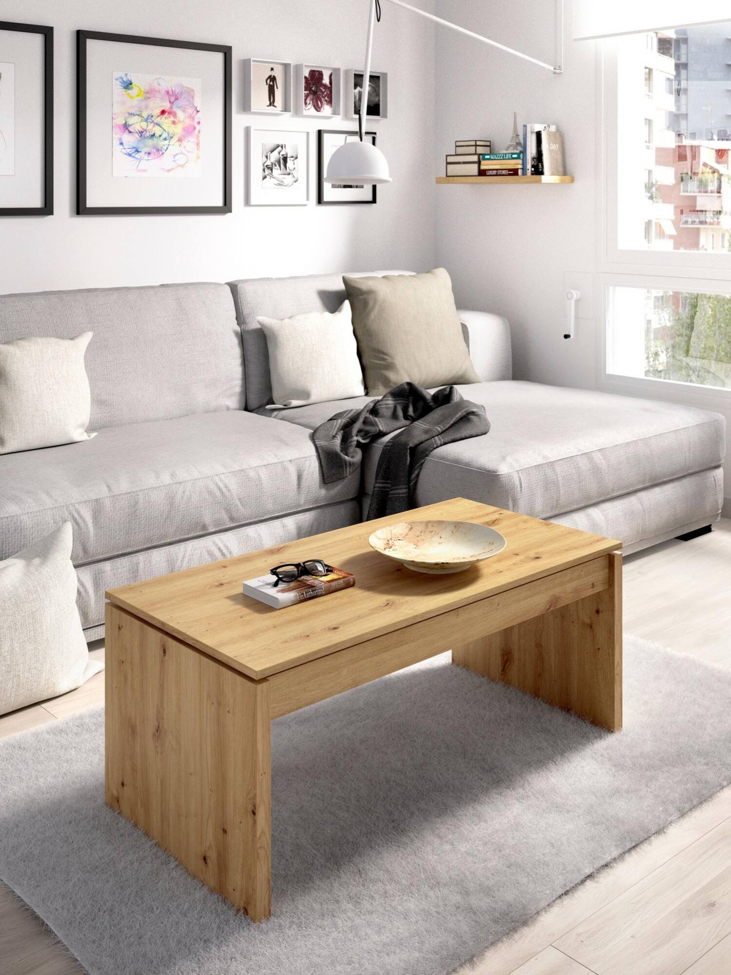 Tavolino Regolabile 3 In 1 - Da Salotto A Tavolo Da Pranzo | Con Spazio Nascosto E Cassetti | Bianco, Grigio O Marrone | Multifunzionale Per Piccoli Spazi - Foto 7