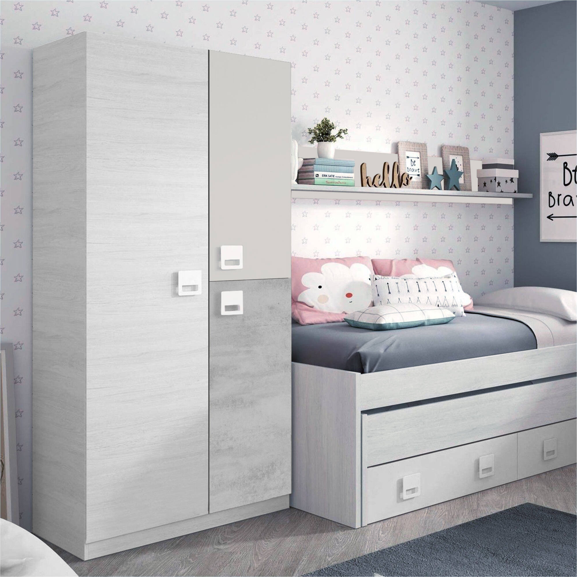 Garde-robe Succiso, Meuble d'angle pour chambre à coucher, Armoire d'angle  avec 5 portes battantes, 214x91h184 cm, Chêne