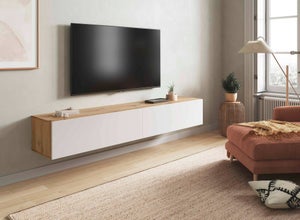 Mobile TV Soggiorno, 150x45x35cm, Per TV fino a 65, Bianco e nero