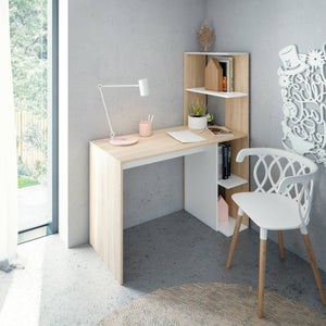 Table de bureau coloris chêne nordique / pieds noir - longueur 120 x  largeur 60 x hauteur 73 cm - Conforama