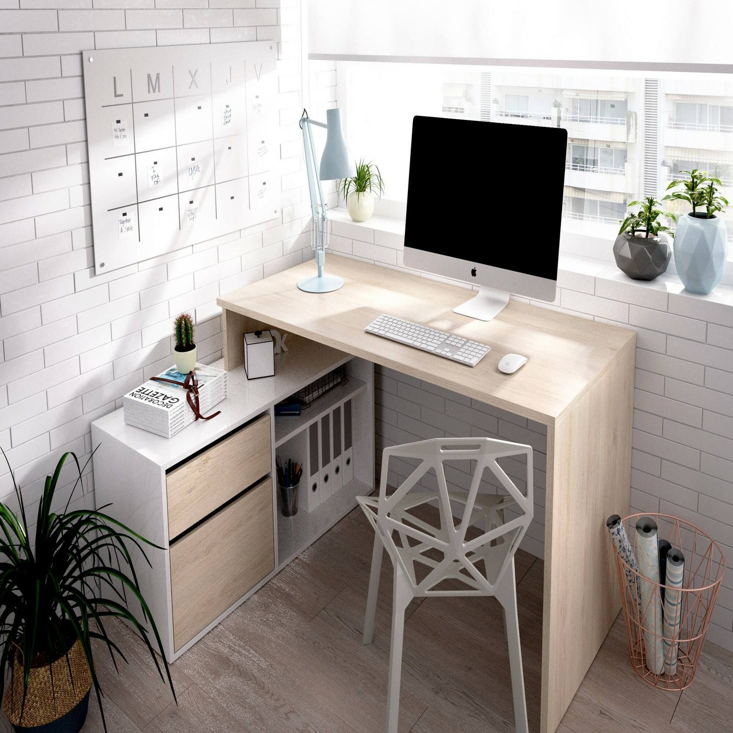 Escritorio En L Color Blanco Home Office Moderno Elegante Casa Y Oficina