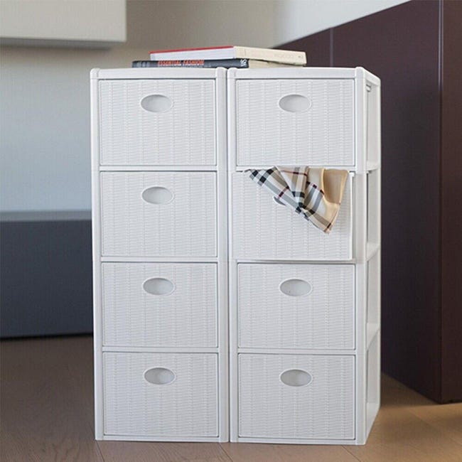 LIANTRAL Cassettiera sottile verticale con 4 cassetti in tessuto e piano in legno, per bagno, cucina, soggiorno, ingresso, spazi ristretti (bianco e grigio LIANTRAL Cassettiera sottile verticale con 4 cassetti in tessuto e piano in legno, per bagno, cucina, soggiorno, ingresso, spazi ristretti (bianco e grigio