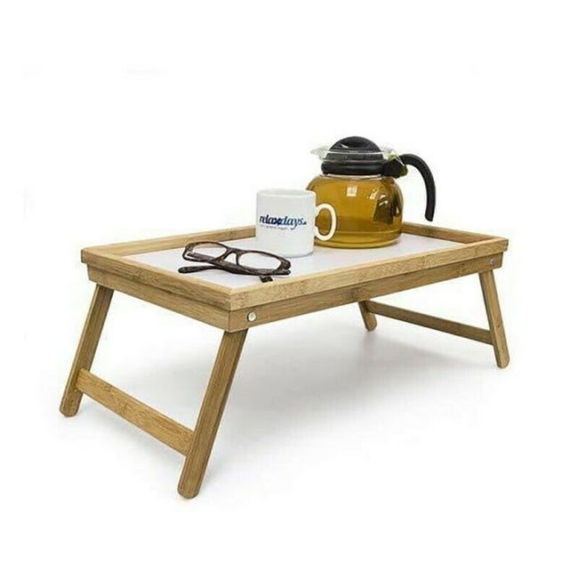 Mesa de madera plegable con asas para cama 30 x 50 x 23 cm, bandeja  multiuso para desayuno con patas plegables, ligera y resiste