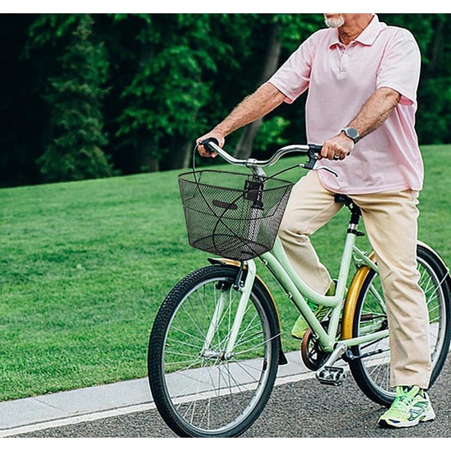 LYEAA Cesta delantera de plástico de ratán para bicicleta, Almacenamiento  de cesta de carga para manillar delantero, Bicicleta de mimbre PE ajustable
