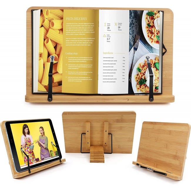 Atril porta libros de madera de pino 20 x 27 cm, soporte de libros  plegable, ideal para leer, estudiar, colocar libros de cocina