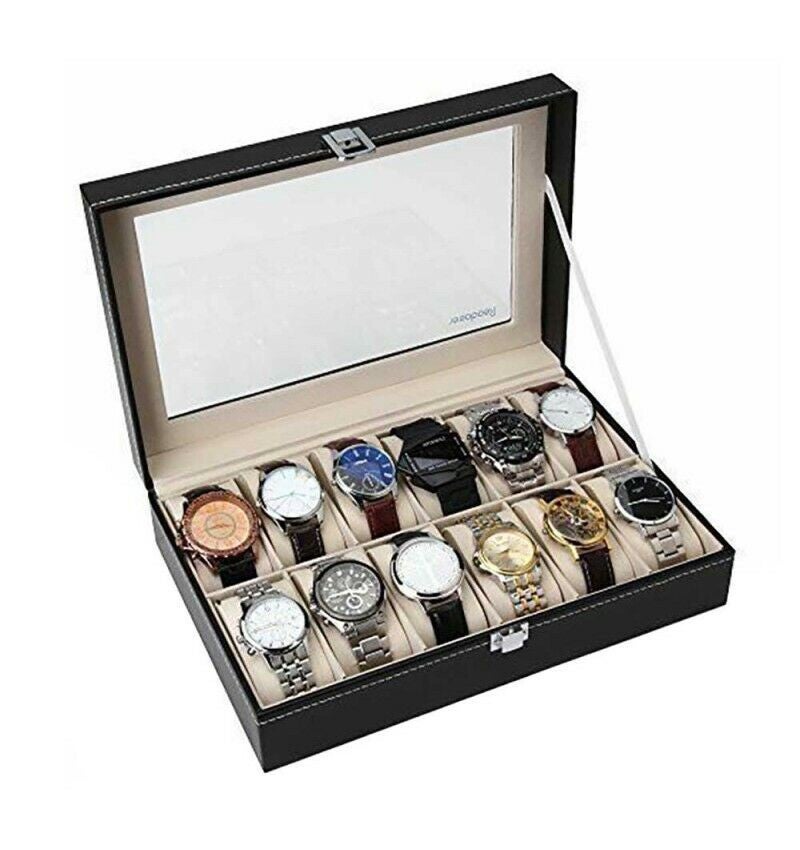 Tectake Caja guarda con llave 10 relojes - negro