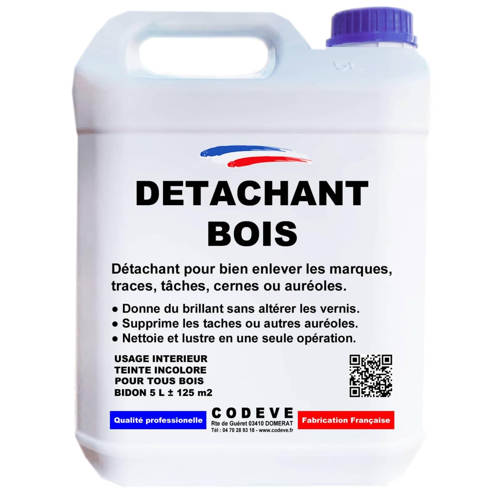 Detachant Bois 5 L Codeve Bois Pour Enlever Toute Trace, Tâche, Marque, Cerne Ou Auréole