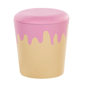 Pouf per bambini con contenitore beige e rosa MOUSEE 