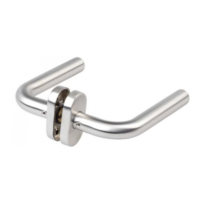 2 poignées inoxydable satinée carré 8 mm pour porte avec rosace ovale ...