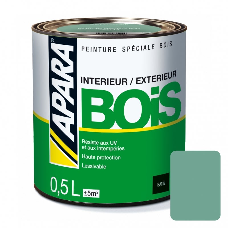 Peinture Bois Satin  APARA 0.5 litreVert provence  Leroy Merlin