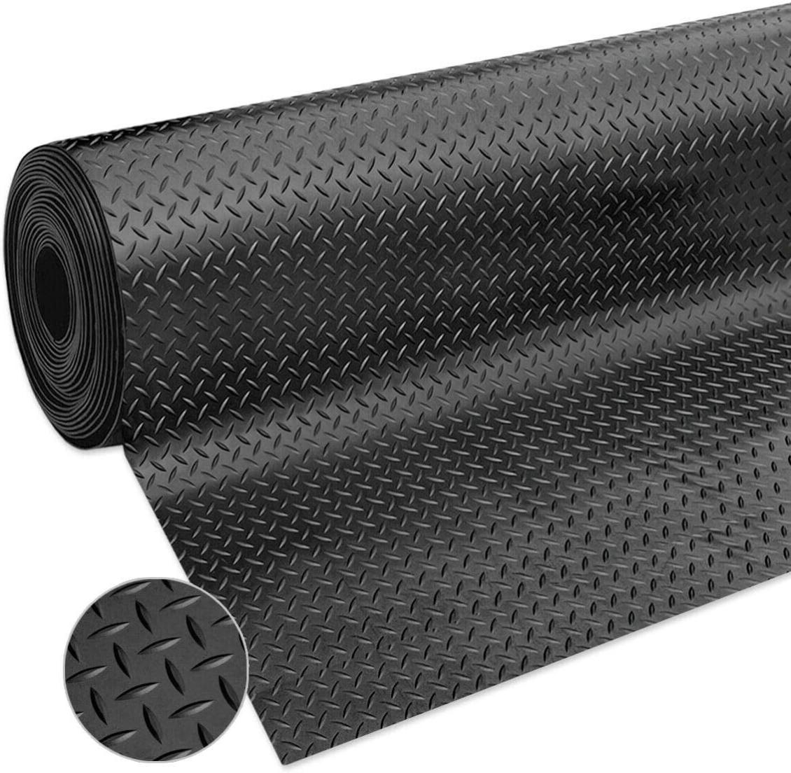 Zerbino Gomma Tappeto Isolante Antiurto Antiscivolo Copripavimento Nero Rigato 120x1000 cm