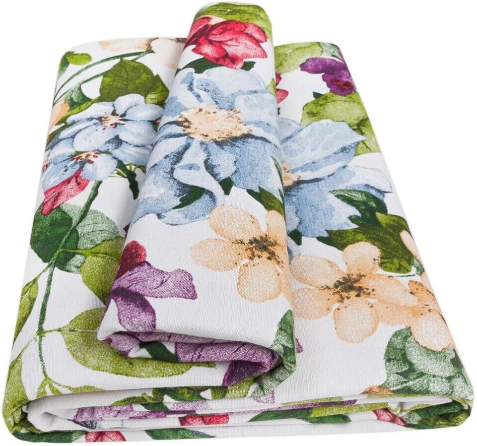 Telo Copritutto Multiuso 240x260 Cm - Fantasia Rosa Floreale, Cotone E Poliestere - Per Letti, Divani, Picnic