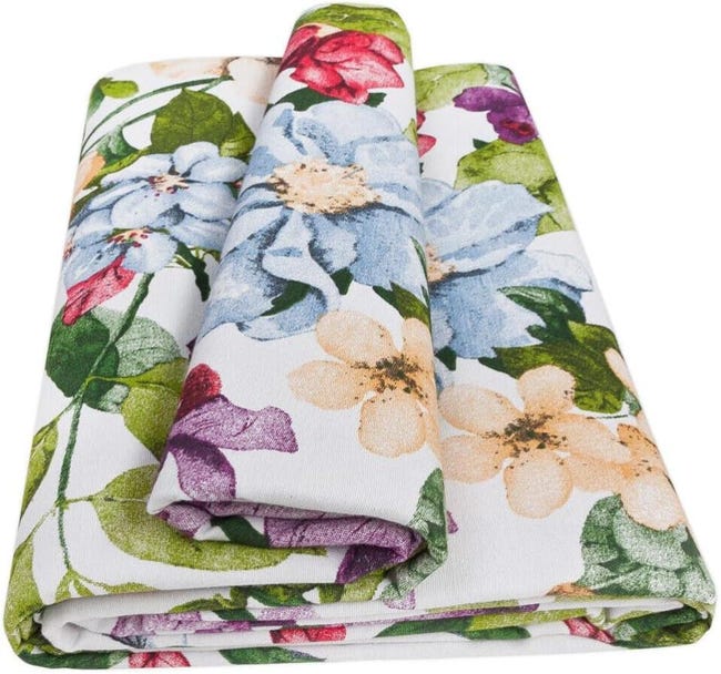 Telo Copritutto Multiuso 240x260 Cm - Fantasia Rosa Floreale, Cotone E Poliestere - Per Letti, Divani, Picnic - Foto 1