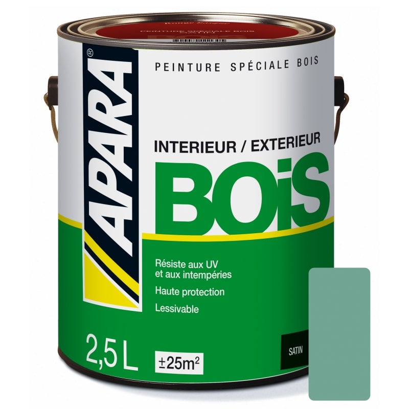 Peinture Bois Satin 2.5 Litres Vert Provence  Leroy Merlin