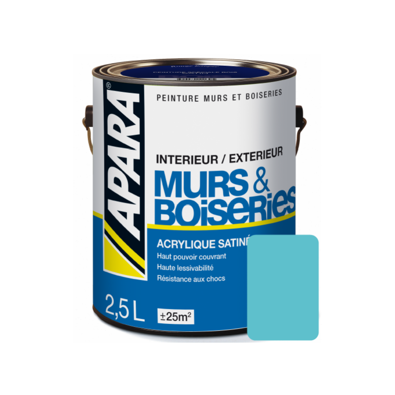 Peinture Interieure Couleur Acrylique Satinee 2 5 Litres Bleu Turquoise Leroy Merlin