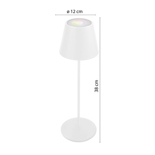 Lampe de table LED rechargeable, variateur tactile, blanc + RGB