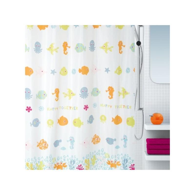 Rideau de Douche en Polyester - Motif pêche cartoon