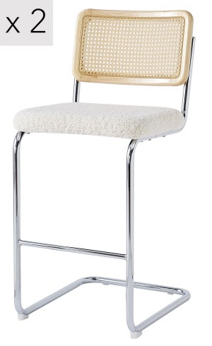 Tabouret de bar en tissu et cannage 65cm Zuiver - SPIKE