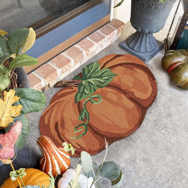 Tappeto Zucca del Ringraziamento, Zerbino di Benvenuto Lavabile  Antiscivolo, Zerbini di Halloween per Ingresso Casa, 80 cm x 57 cm