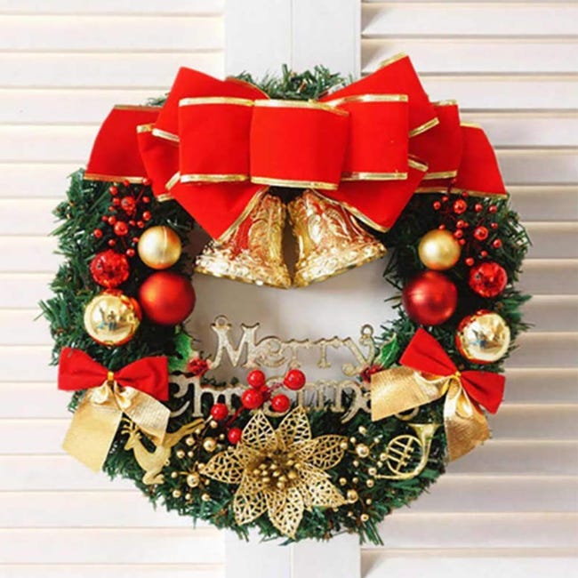 Cintre à bois de Noël double porte, couronne de Noël à double porte, cintre  de porte joyeux Noël, couronnes de porte doubles, décor de Noël -   France