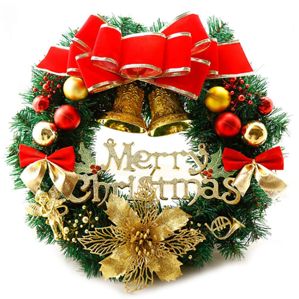 Couronne de Noël de 30 cm avec boules et arc, couronne de porte, décoration  de Noël, guirlande de Noël avec cloches, couronne de joyeux Noël