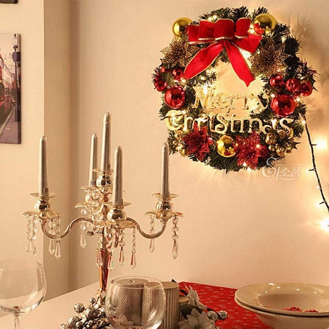 Ghirlanda natalizia da 30 cm con palline e fiocco, ghirlanda natalizia per  porta per decorazione albero da parete per porta Ghirlanda di buon Natale