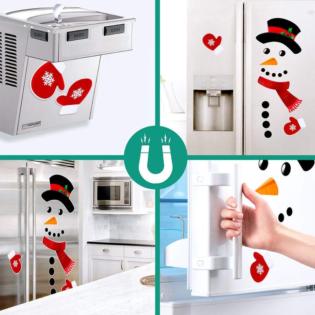 16 magneti per frigorifero con pupazzo di neve di Natale, adesivi per  frigorifero, decorazioni natalizie per frigorifero, porta in metallo