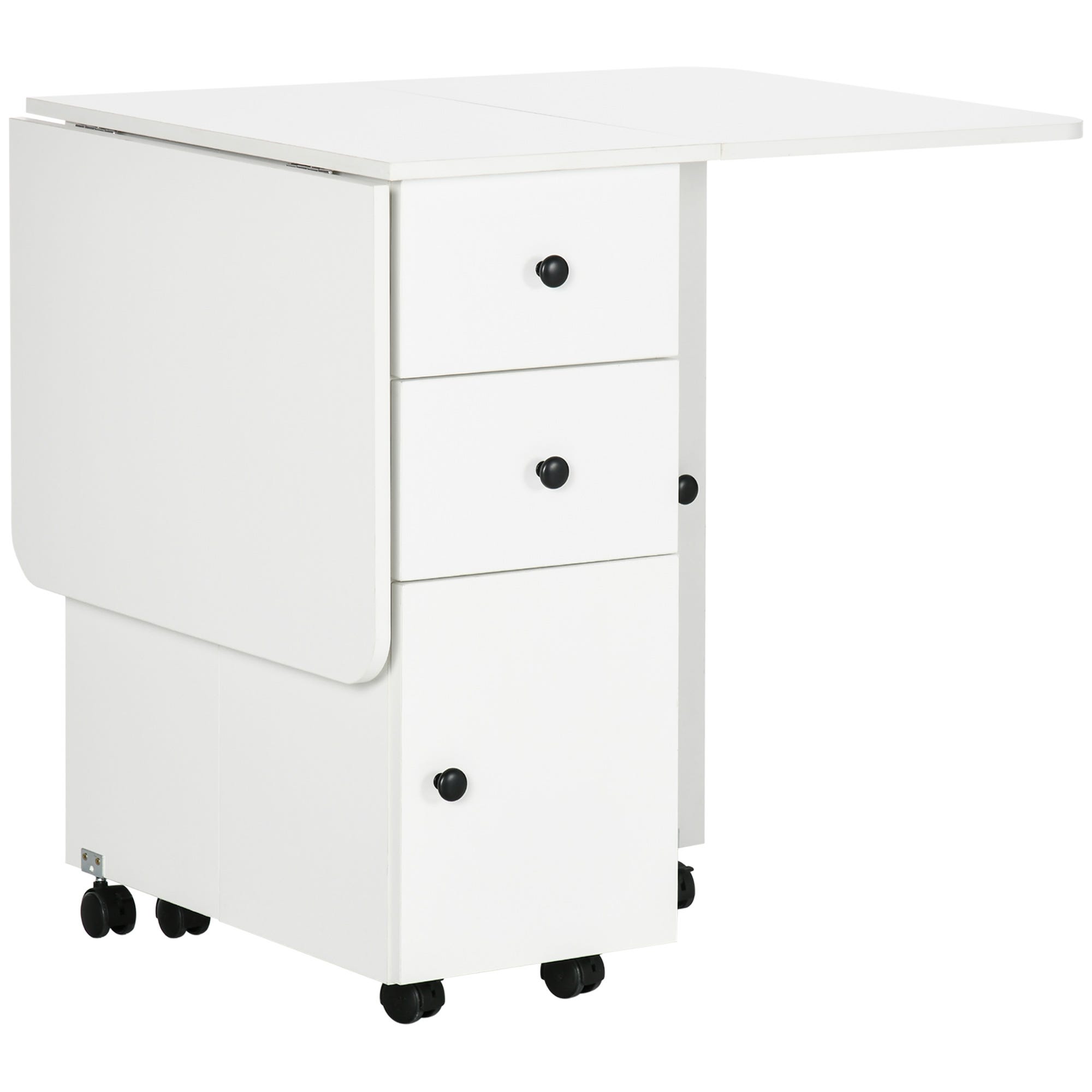 Table pliable - 2 tiroirs, placard, niche - panneaux aspect bois